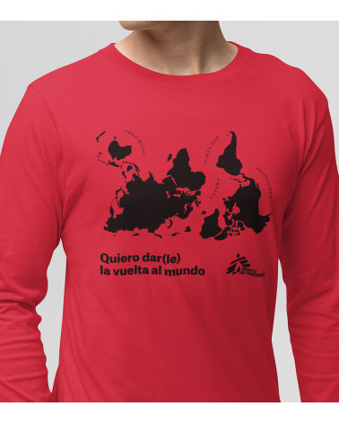 Camiseta m/larga unisex Vuelta al mundo roja