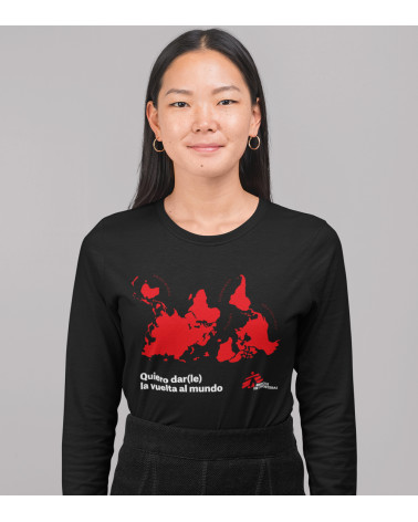 Camiseta m/larga unisex Vuelta al mundo negra