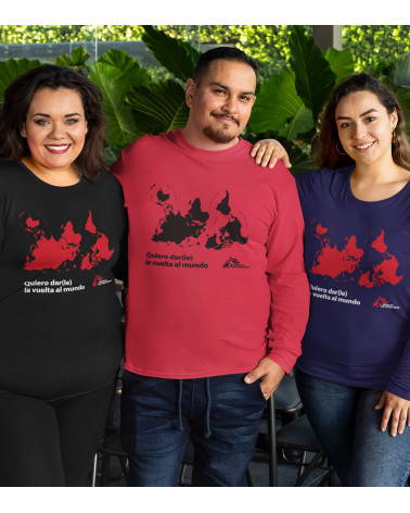 Camiseta m/larga unisex Vuelta al mundo negra