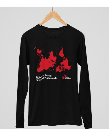 Camiseta m/larga unisex Vuelta al mundo negra