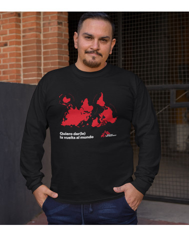 Camiseta m/larga unisex Vuelta al mundo negra