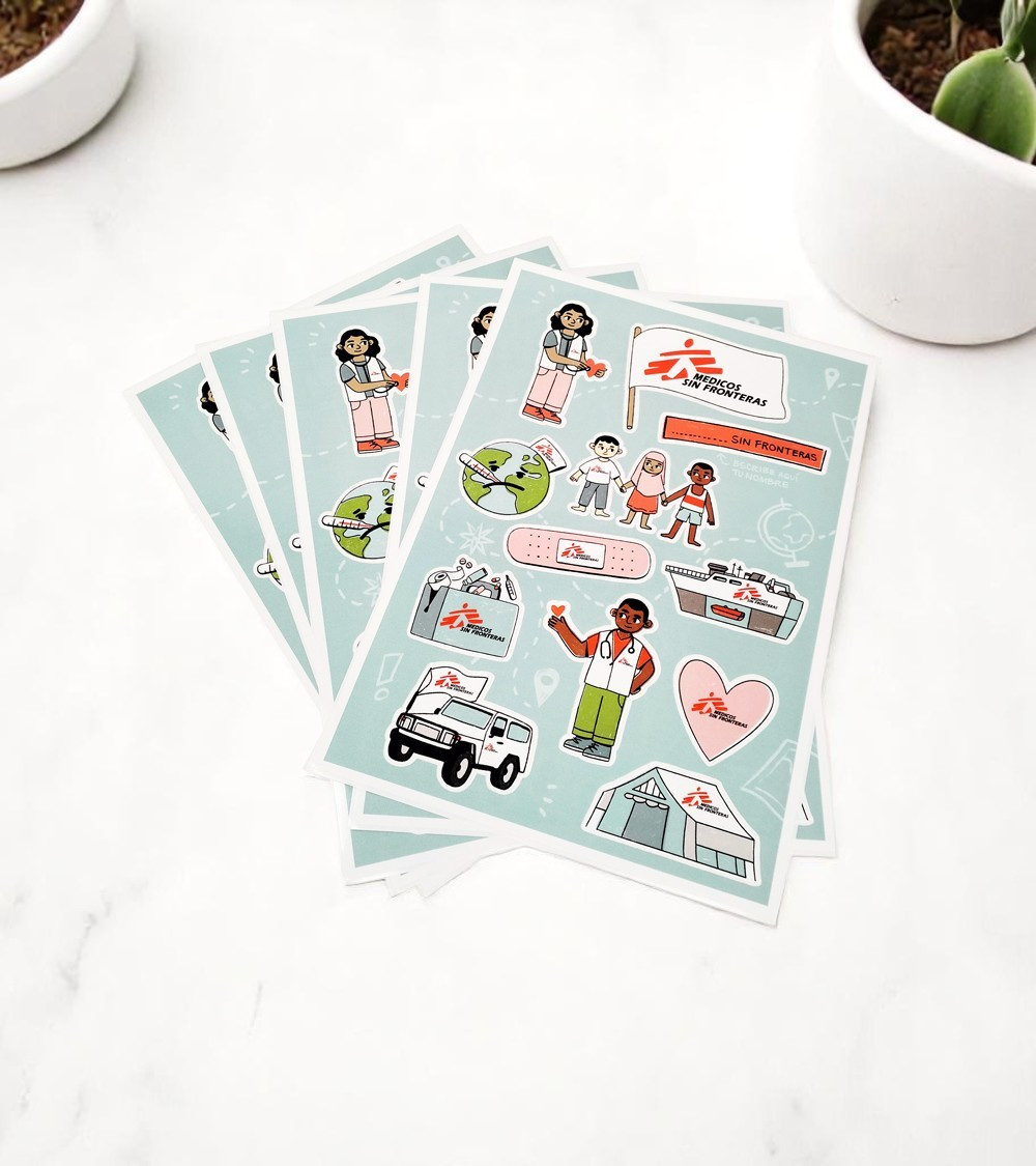 Hoja de stickers para niños MSF