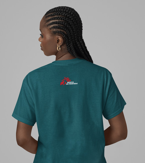 Camiseta mujer Más Humanidad azul Médicos sin Fronteras