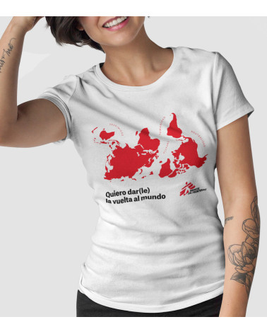 Camiseta Vuelta al mundo blanca entallada