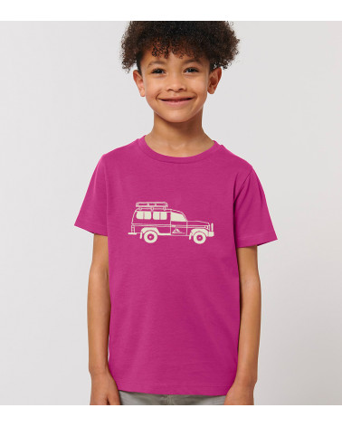 Camiseta infantil coche MSF fucsia