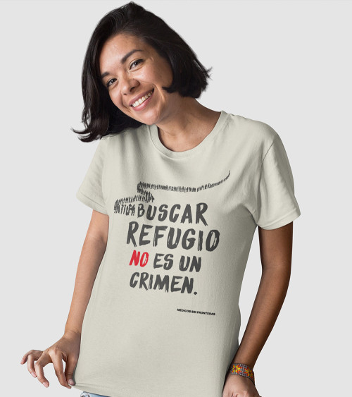 Camiseta Buscar refugio beige unisex