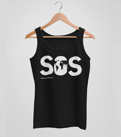 Camiseta SOS mujer tirantes negra