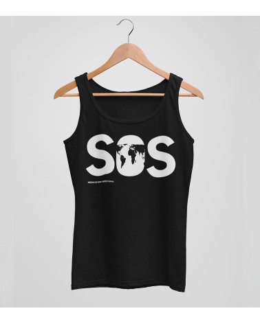 Camiseta SOS mujer tirantes negra