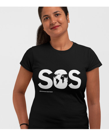 Camiseta SOS negra mujer solidaria