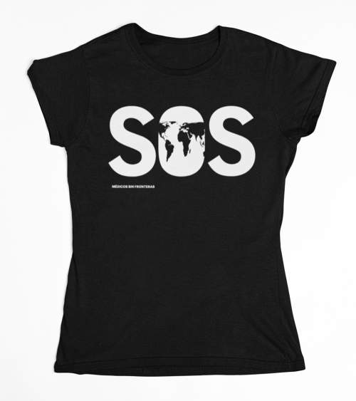 Camiseta SOS mujer negra orgánica
