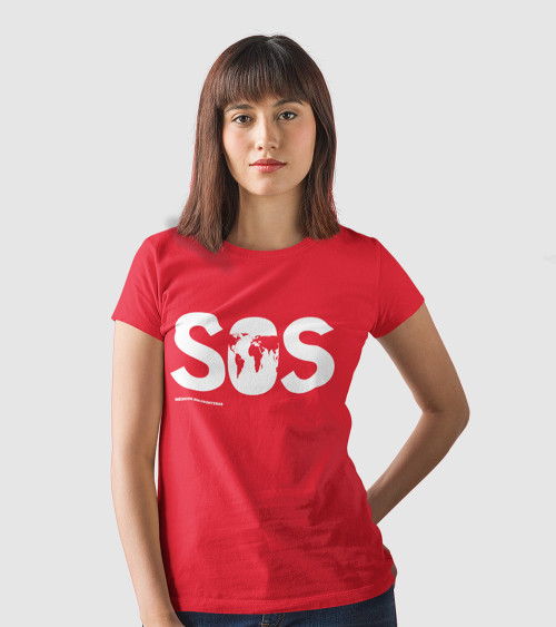 Camiseta SOS roja mujer