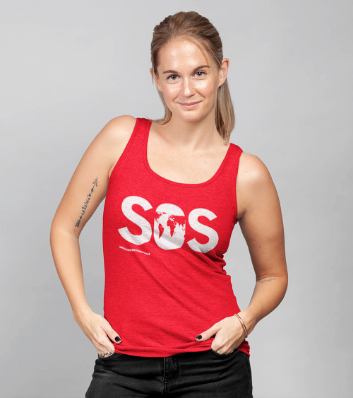 Camiseta tirantes SOS roja mujer