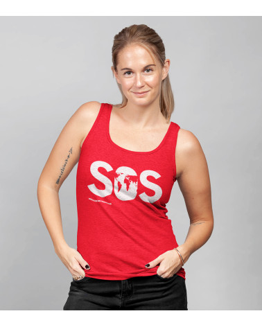 Camiseta tirantes SOS roja mujer
