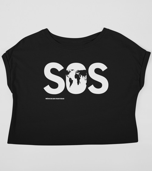 Camiseta SOS crop negra