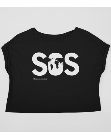 Camiseta SOS crop negra