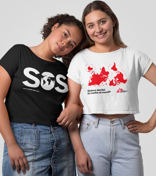 Camisetas solidarias para mujer MSF crop